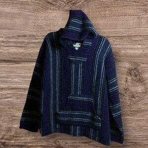 Vintage 1990s rug pull over/Baja  jacket. XL Black/purple/gray. Baja Joe